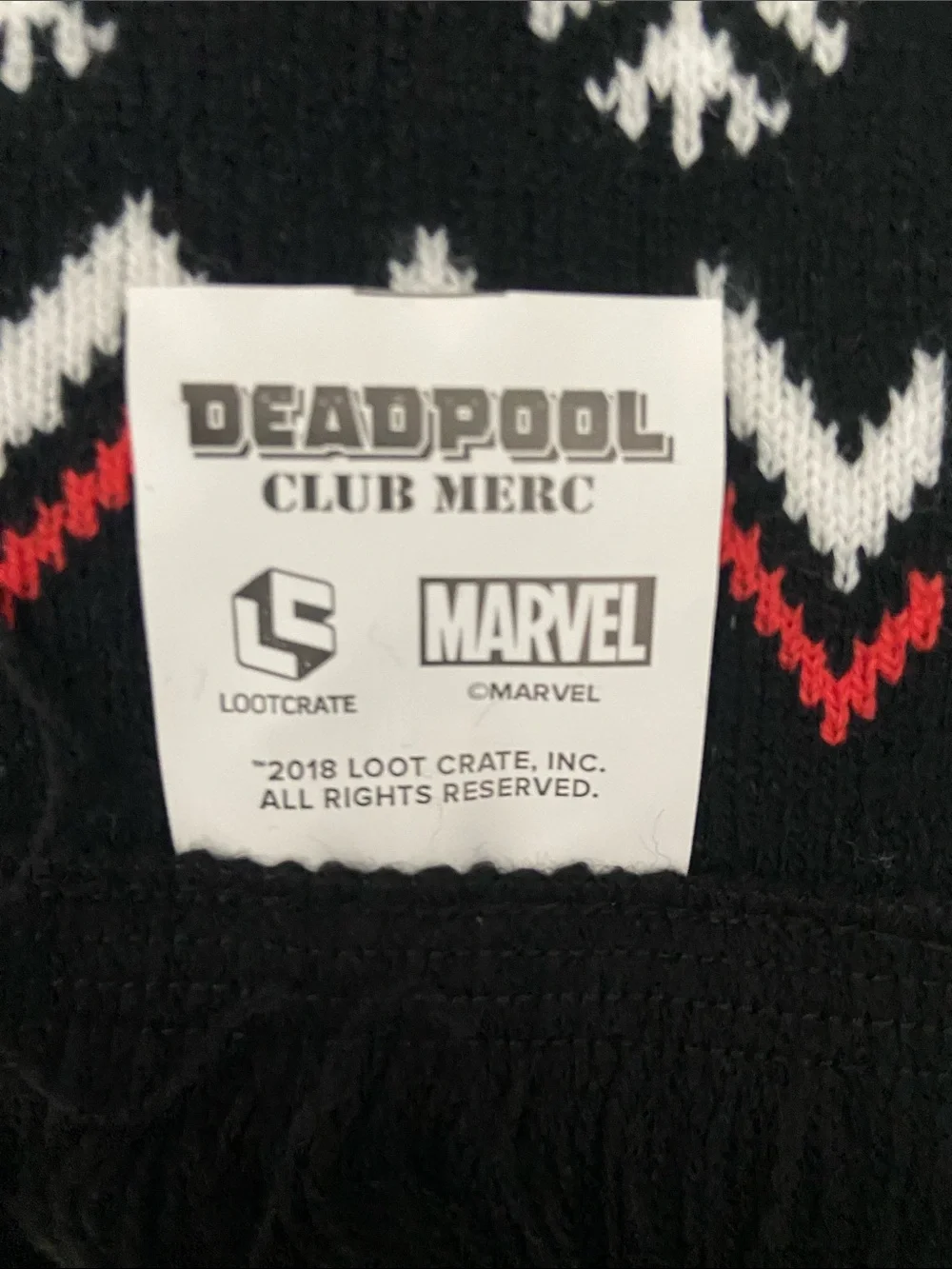 Exclusive Marvel Deadpool Graphic Knit Scarf in Black, Red, Yellow